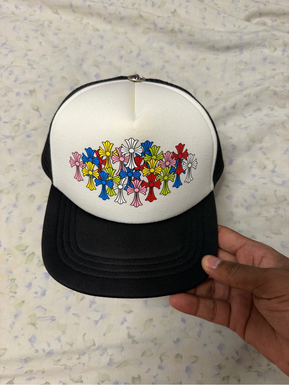Chrome Hearts Trucker Hat Multicolor Crosses - Black & White